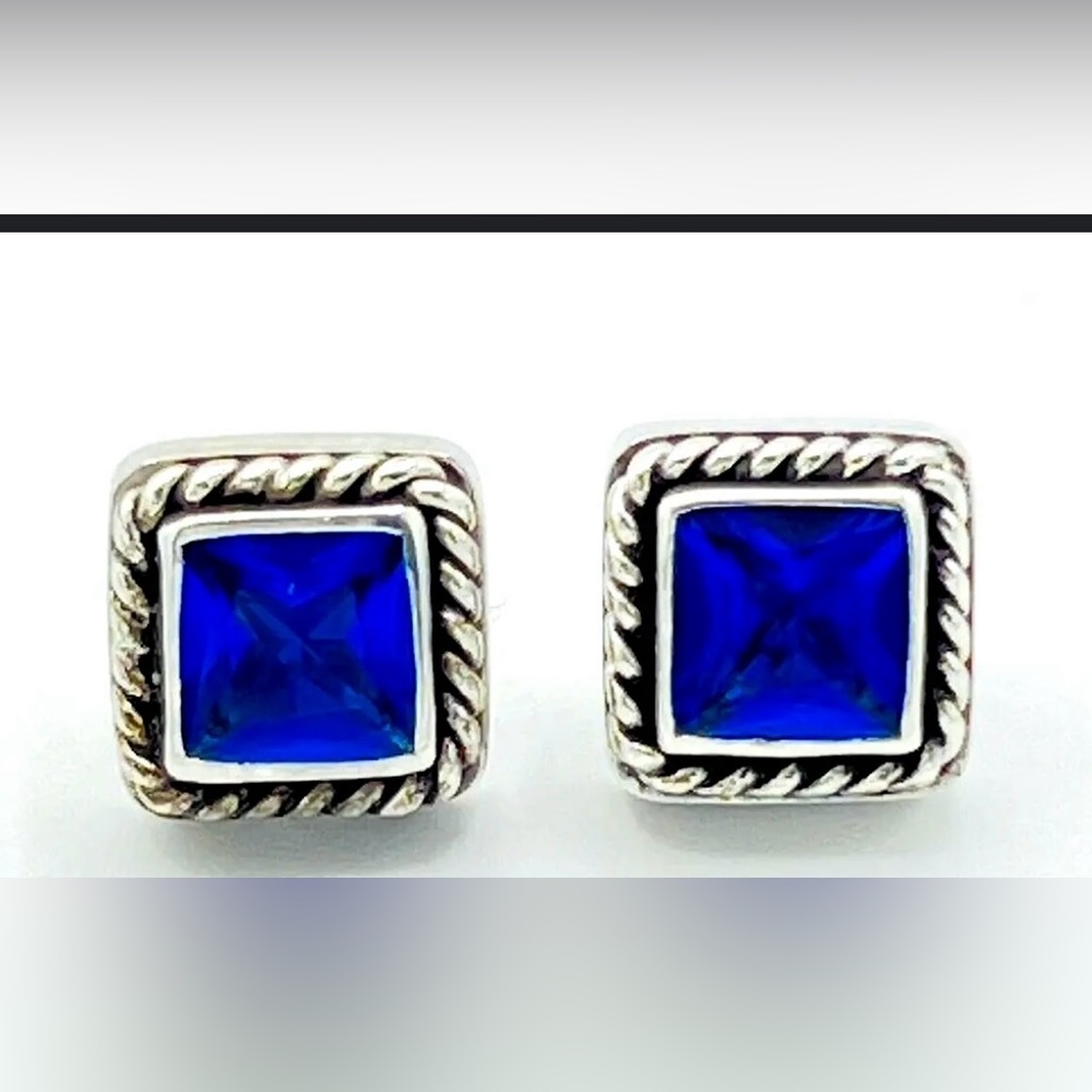 Lori Bonn royal blue sterling silver earrings.